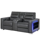 Yamein - Power Reclining Loveseat With Bookcase Arms And LED Lights - Charcoal