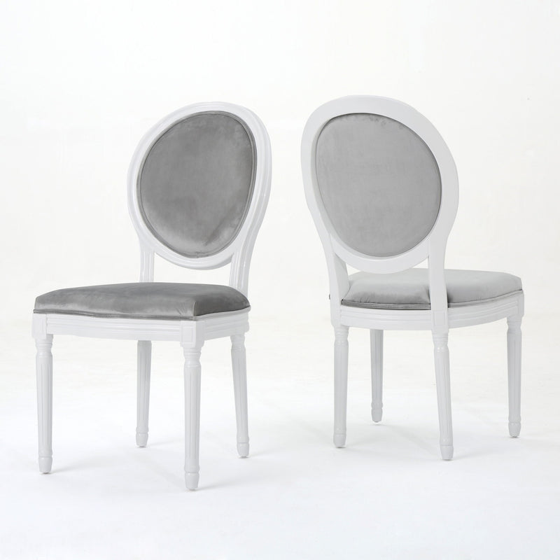 French Country Dining Chair Set With Round Backrest