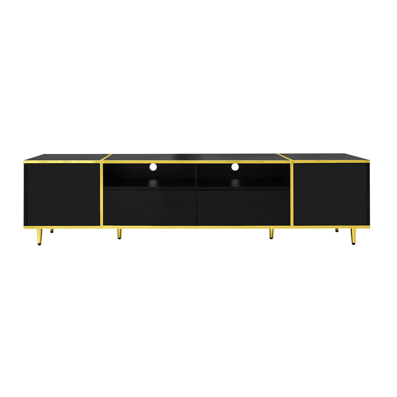 TV Stand For TVs Up To 80", Entertainment Center With 2 Shelves And LED Lights