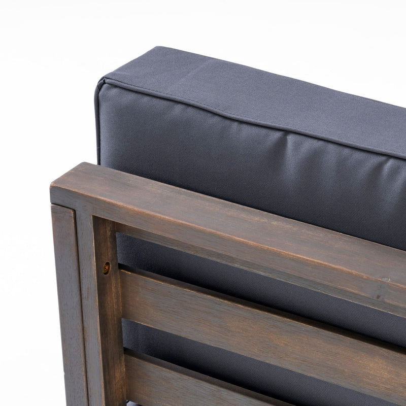 Outdoor Acacia Wood Patio Chair With Fabric Cushion