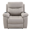 Chriki - Power Recliner With Lift & Heating & Massage - Beige Chenille & Black