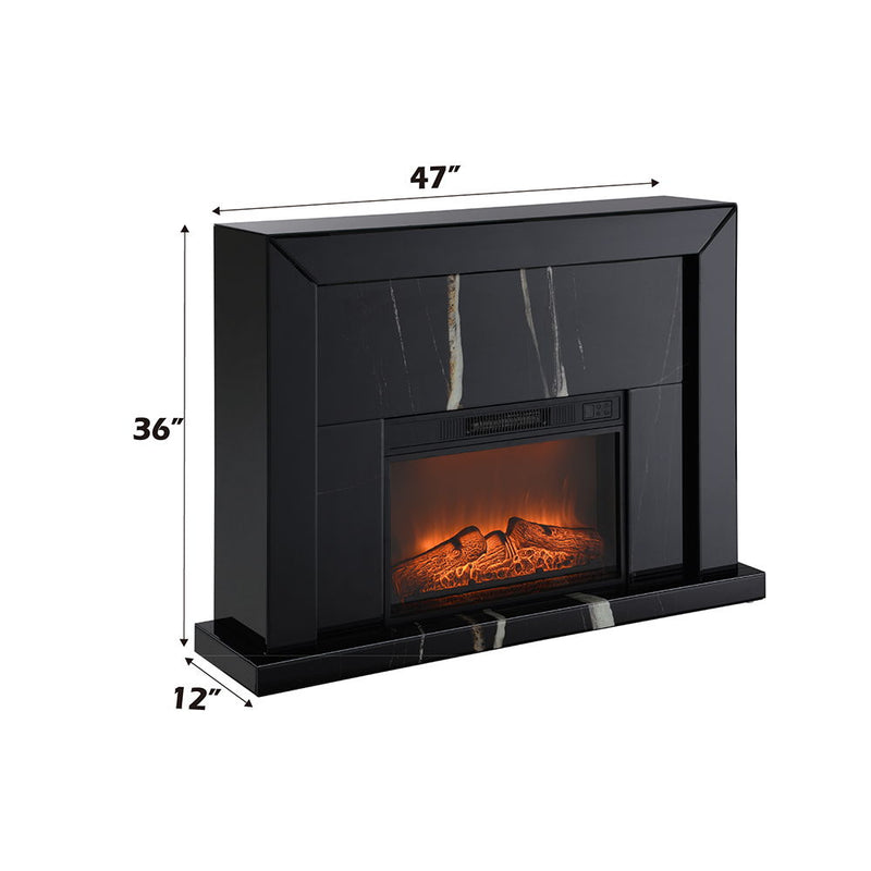 Drisana - Fireplace - Black Mirrored Finish