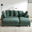 Upholstered L Shaped Sectional Sofa With Storage, Movable Ottoman, And 6 Throw Pillows