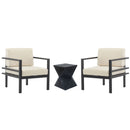 Modern 3 Piece Outdoor Patio Seating Set With Aluminum Frame And Weather Resistant Cushions - Beige / Gray