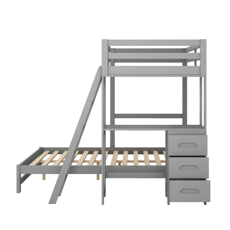 Bunk Bed With Built In Desk And 3 Drawers