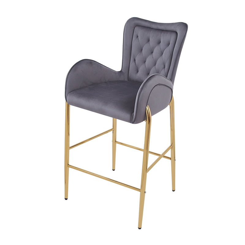 Velvet Fabric Counter Height Bar Stools (Set of 2)