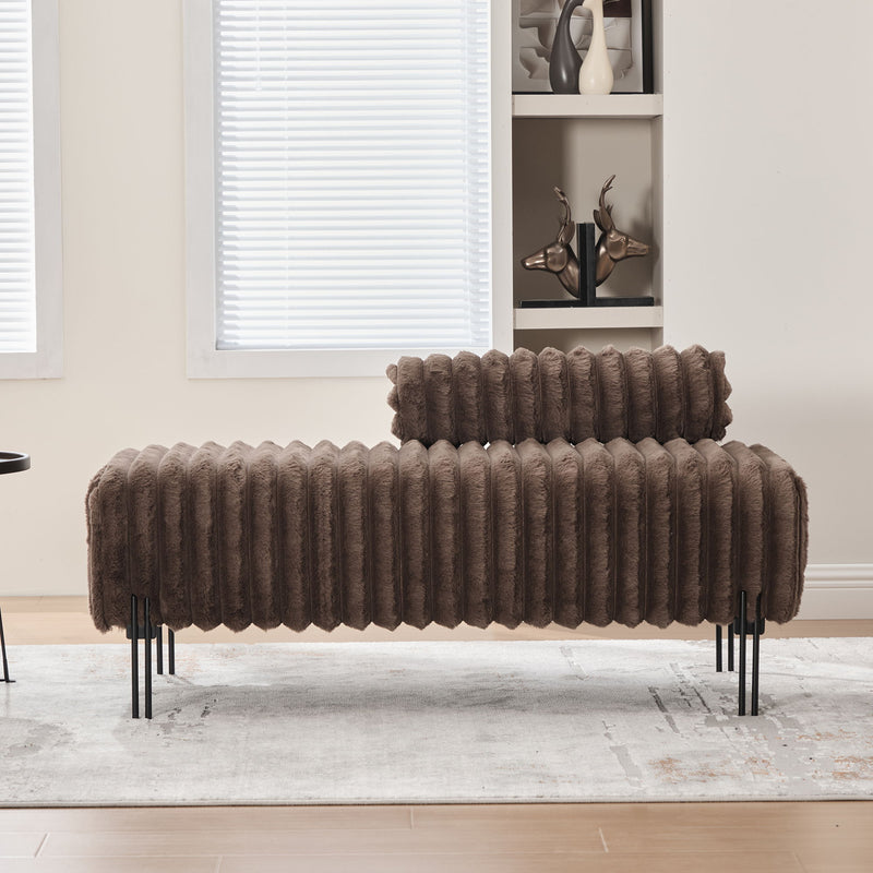 Mini Loveseat With Adjustable Backrest - Brown