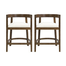 Modern Rubberwood Counter Stool Set With Upholstered Seats
