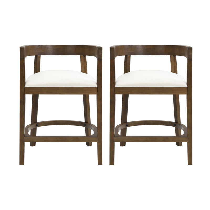 Modern Rubberwood Counter Stool Set With Upholstered Seats