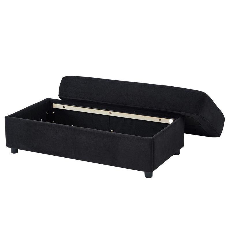 Modern Style Armchair Chaise Lounge Sofa Couch With Movable Storage Ottoman, USB Ports, Cup Holders, Phone Holder, Side Pockets