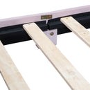 Full Size Upholstered Platform Bed with Bear-Shaped Headboard and Embedded Light Stripe, Velvet, Pink