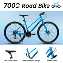 A28250 Road Bike With Aluminum Alloy Wheels, 21 Speed Gear System, Disc Brakes, Wide Tires