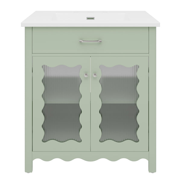 Modern Bathroom Vanity With Tempered Glass Doors