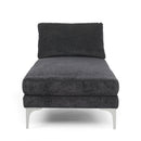 Fabric Upholstered Chaise Lounge With Iron Bracket Legs - Gray