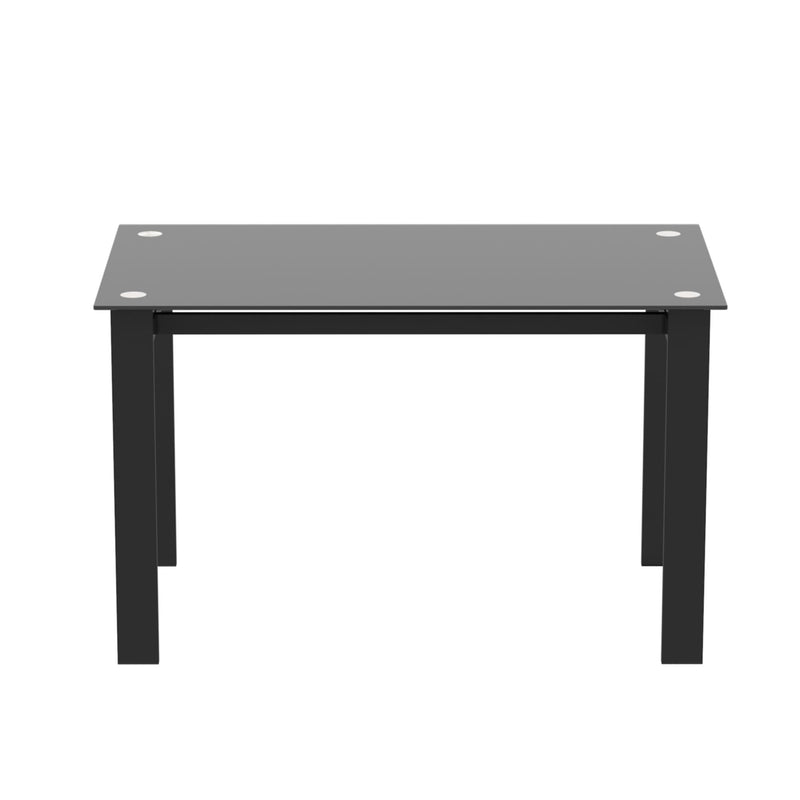 Modern 7 Piece Dining Table Set With Glass Top And Chairs - Black