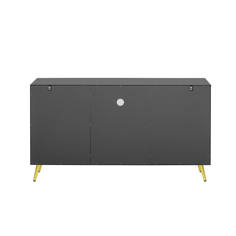 Modern TV Stand With Adjustable Shelf, Handles And Anti-Tip Device