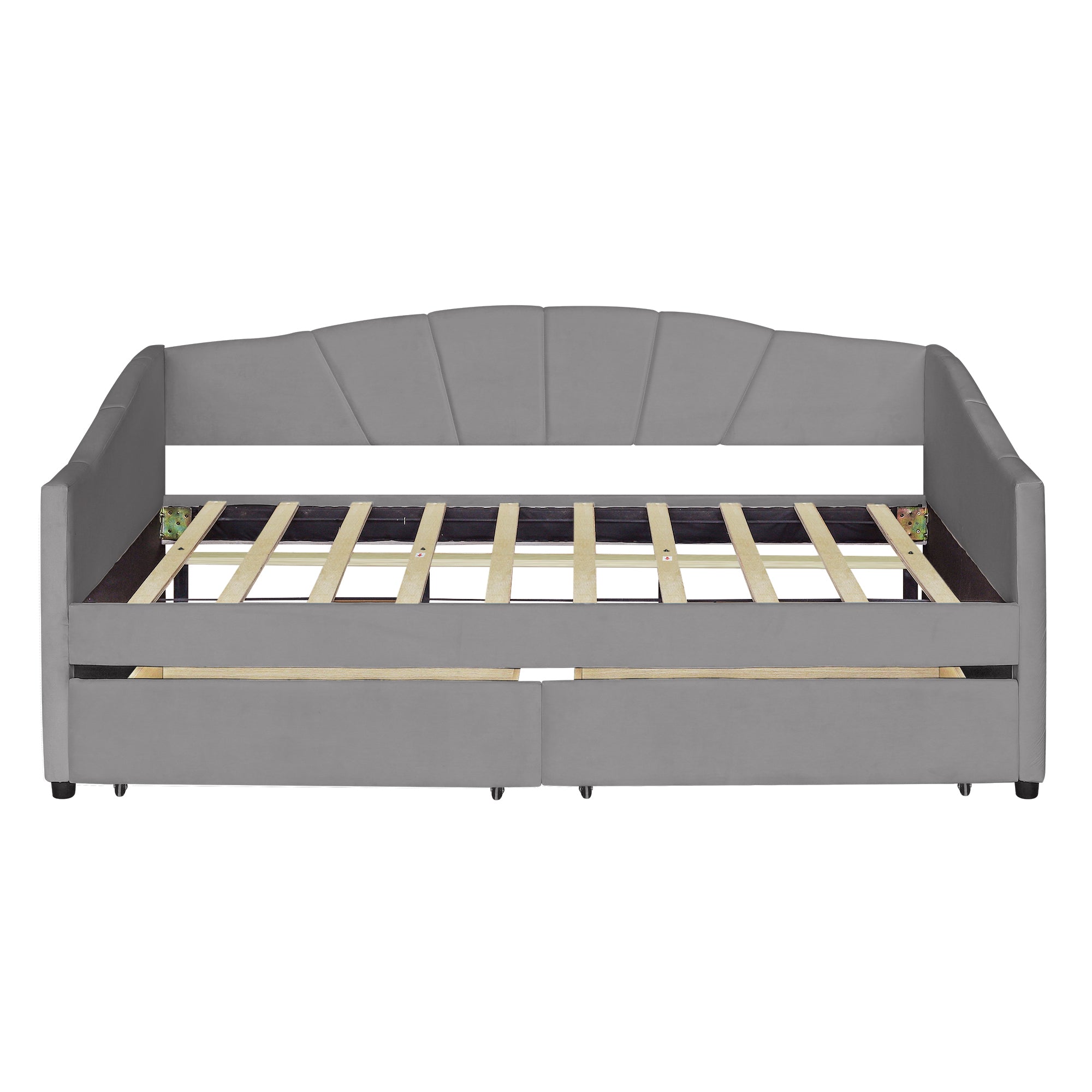 Upholstered daybed Twin Size with Two Drawers and Wood Slat  ,Gray - Atlantic Fine Furniture Melbourne FL