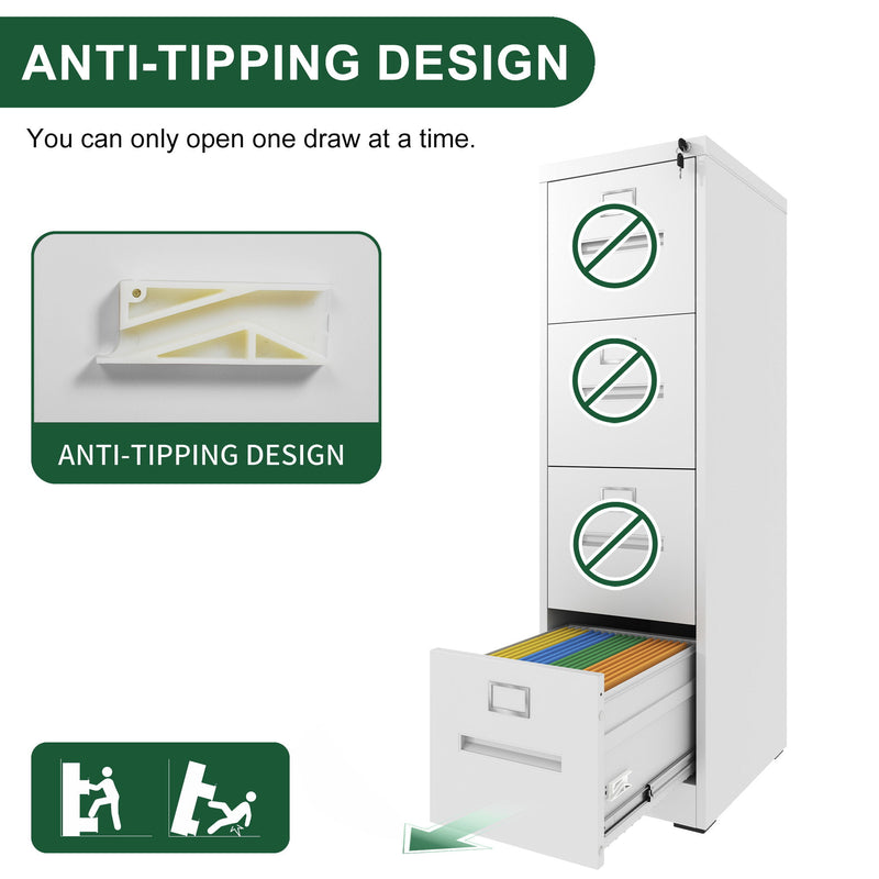 Premium Drawer File Cabinet With Lock, Metal Vertical Design, A4 Legal / Letter Size