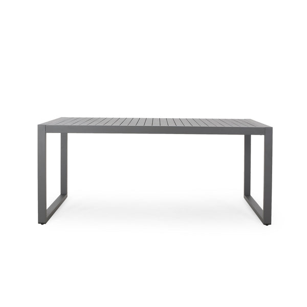 Modern Outdoor Aluminum Rectangular Dining Table With Slatted Top