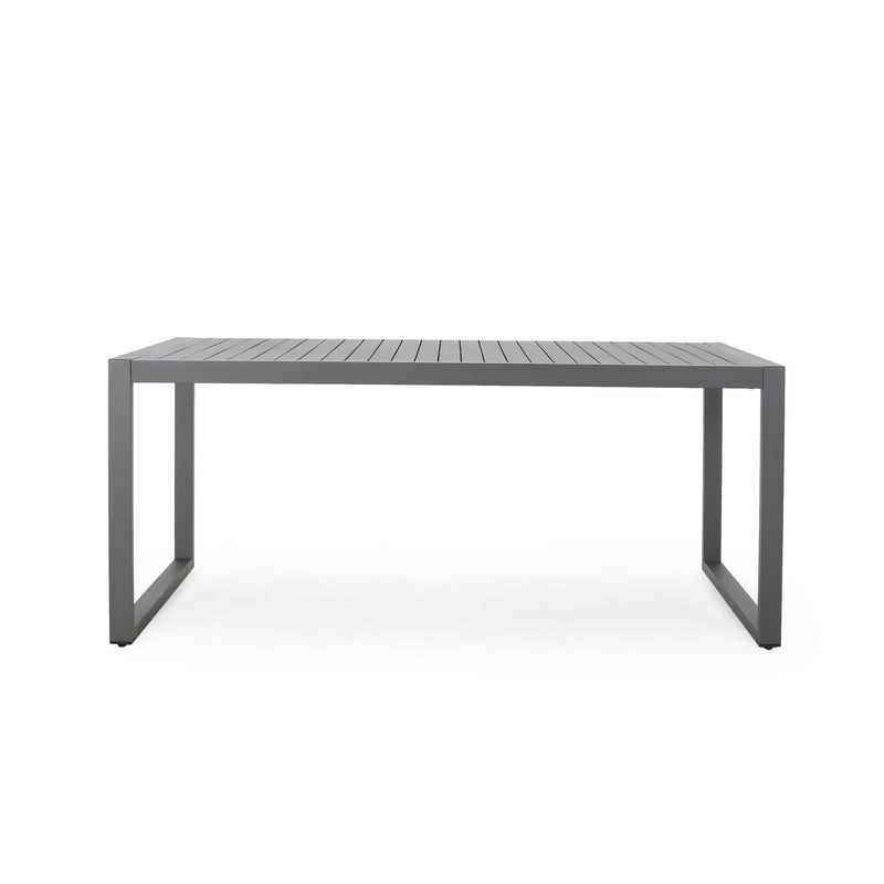 Modern Outdoor Aluminum Rectangular Dining Table With Slatted Top