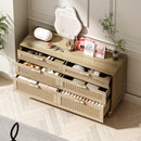 Rattan Dresser With 6 Drawers, Wooden Legs & Metal Handle