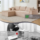 Compression Sectional Couch With Comfy Chaise, Boneless L Shape Sofa With Deep Seat