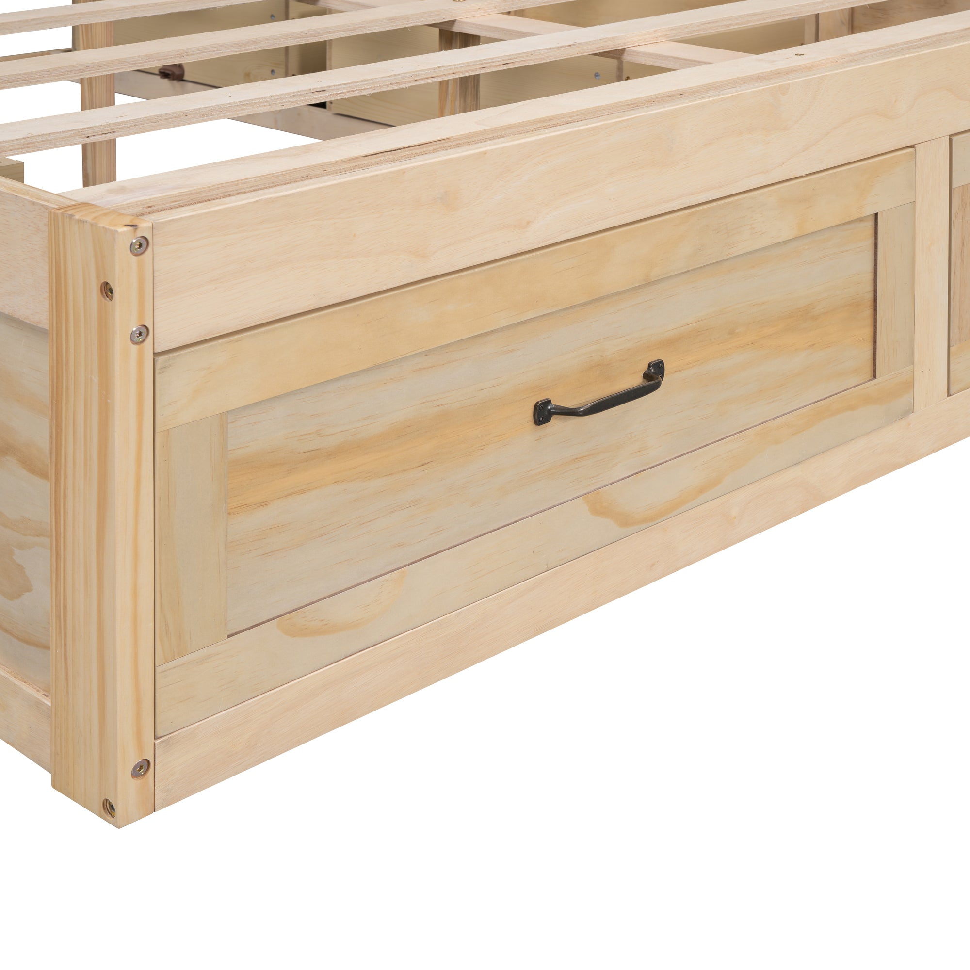 Queen Size Platform Bed with 6 Storage Drawers,Antique Natural - Atlantic Fine Furniture Melbourne FL