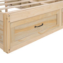 Queen Size Platform Bed with 6 Storage Drawers,Antique Natural