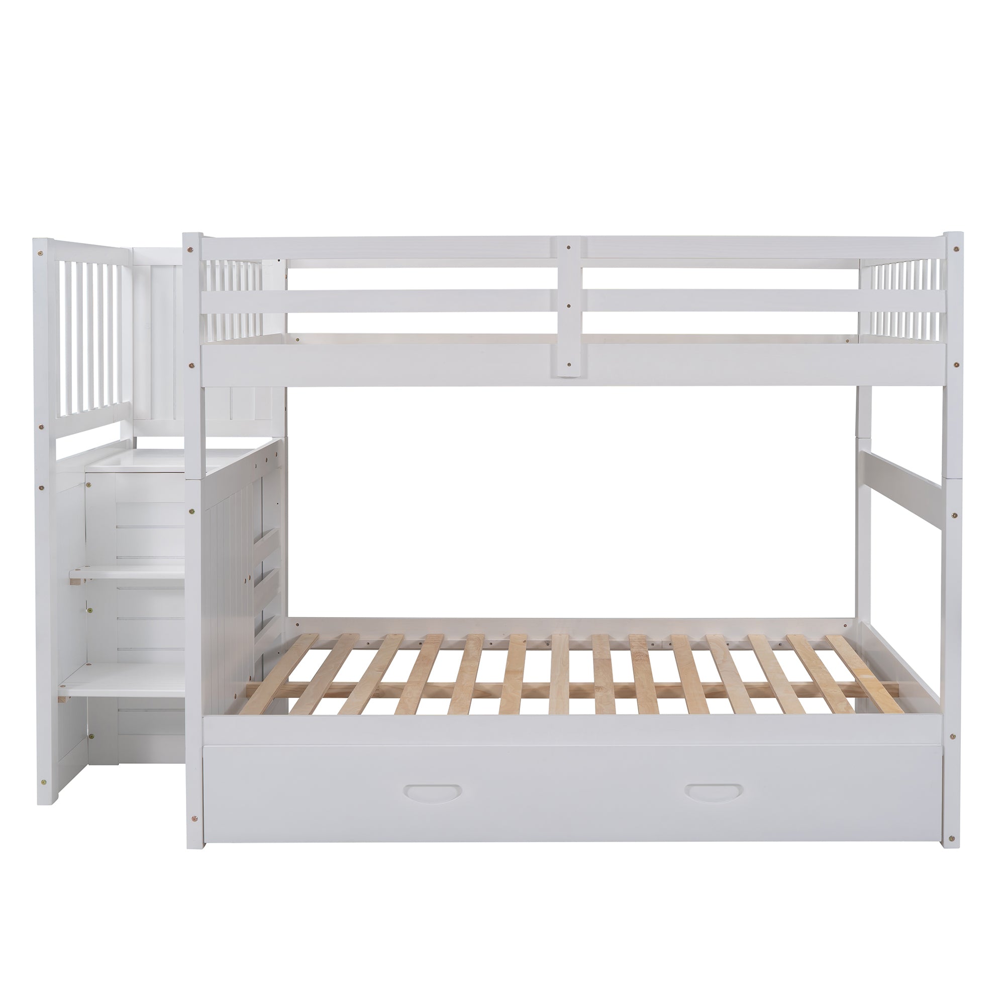 Full over Full Bunk Bed with Twin Size Trundle, White (old sku: LT000026AAK ) - Atlantic Fine Furniture Melbourne FL