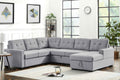 Selene - Linen Fabric Sleeper Sectional Sofa With Storage Chaise