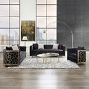 Fergal - Loveseat - Black Velvet & Gold Finish - Atlantic Fine Furniture Inc