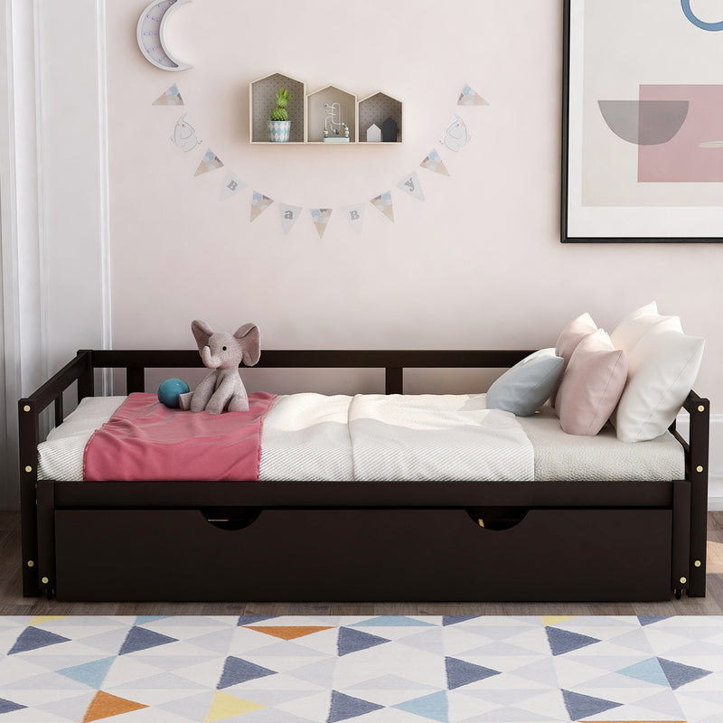 Extending Daybed with Trundle, Wooden Daybed with Trundle, Espresso