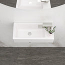 Modern Ceramic Rectangle Wall Mount Bathroom Sink With Single Faucet Hole - White