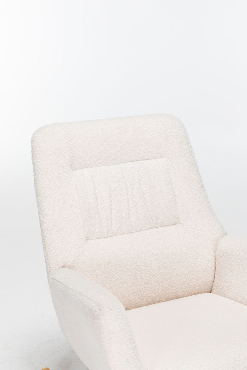 Rocking Chair Nursery, Teddy Glider Rocker With High Backrest, Reading Chair Modern Rocking Accent Chairs Glider Recliner For Living Room - Cream