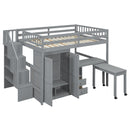 Loft Bed With Stairs, Bookshelf, Drawers, Desk & Wardrobe, Space Saving Multifunctional Furniture