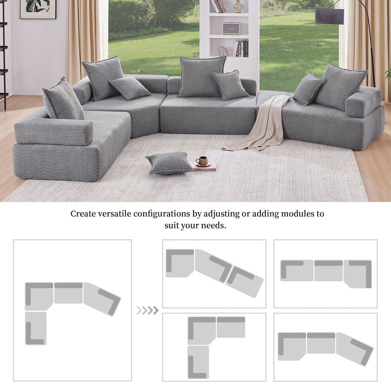 Oversized Modular Sectional Sofa, Luxury Boucle Floor Couch Set, Convertible Sleeper Couch, Spacious Foam-Filled Sofa Bed For Living Room