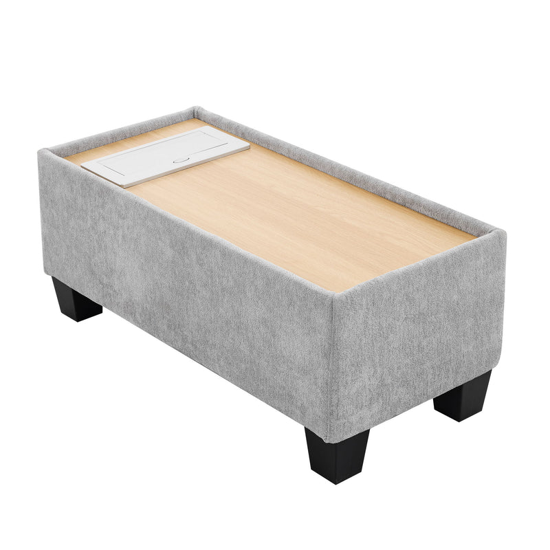 U-Shaped Sectional Modular Sofa With A Movable Ottoman, A Coffee Table With Hidden Charging Devices For Living Room