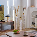 Floor Metal Vases Decorated Metal Vases (Set of 3) Gorgeous Home Decoration Large Glazed Metal Vases - White / Gold