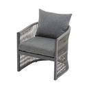 Modern Curved Aluminum Lounge Chair With Stylish Rope Weave Design And Cushioned Comfort For Outdoor