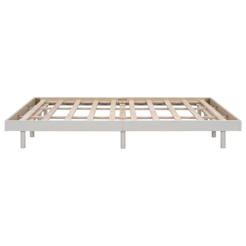 Modern Design Queen Floating Platform Bed Frame for White Washed Color