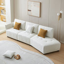 120'' Teddy Fabric Sofa, Modern Modular Sectional Couch, Button Tufted Seat Cushion for Living room, Apartment & Office.(Beige)