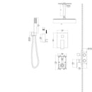 Modern Dual Shower Head System With 16" Ceiling Mount Finish, Stainless Steel And Brass