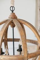 4 Light Wood Chandelier, Hanging Light Fixture With Adjustable Chain For Kitchen, Bulb Not Included - Brown