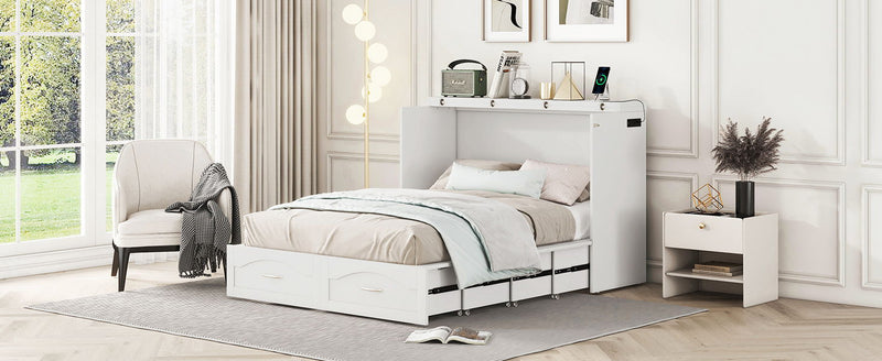 Murphy Wall Bed With Drawer And A Set Of Sockets & USB Ports, Pulley Structure Design