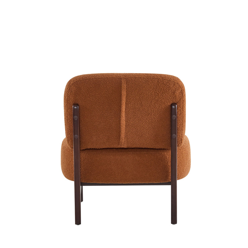 Modern Boucle Lounge Chair With Solid Wood Fram