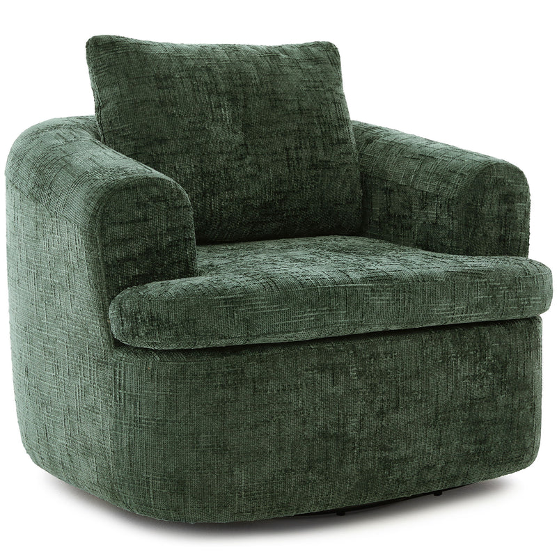 Modern Swivel Barrel Chair With Dual-Layer Cushion