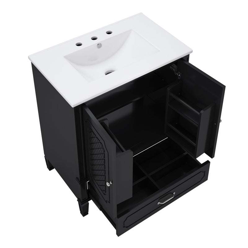 Vintage Style Bathroom Vanity With Sink, Multi Functional Storage, Soft-Closing Door