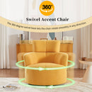 360° Swivel Chair Upholstered Accent Barrel Chair With Adjustable Headrest