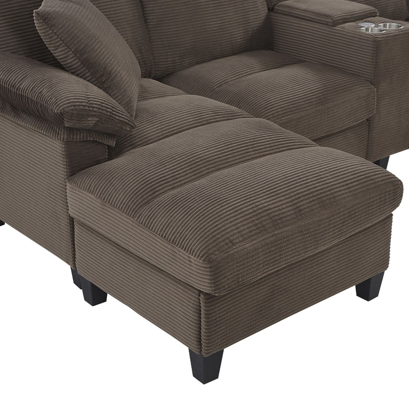 Modern U-Shaped Sectional Sofa With Storage Ottomans
