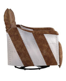 Qalurne - Recliner - 2-Tone Mocha Top Grain Leather & Aluminum - Atlantic Fine Furniture Inc